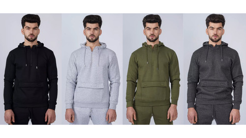 Mens hoodie quarter zip fleece - mens,