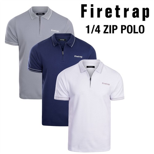 Firetrap mens quarter zip polo - quarter,
